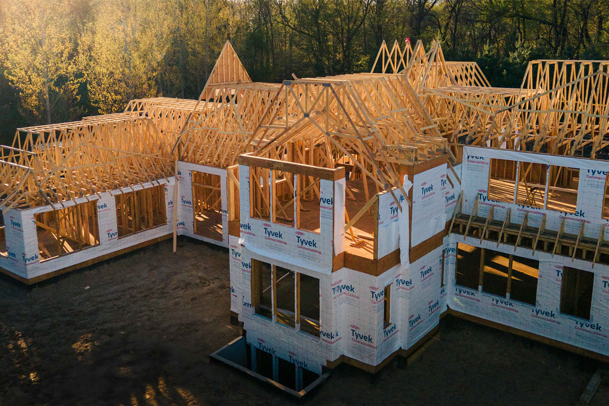 Home Under Construction With Advanced Trusses Exposed